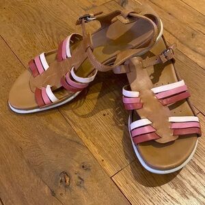 ECCO Flash Leather T-Strap Gladiator Butter Soft Sandal Tan Pink EU40 US (9-9.5)